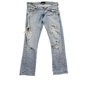 Y2K Levi’s Tilted 504 Jeans Distressed Low Rise Straight Light Wash 11 Juniors